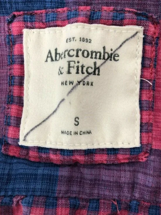 Abercrombie & Fitch Womens S Plaid Button Up Shirt Fitted Top Long Sleeves Blue - Picture 6 of 7